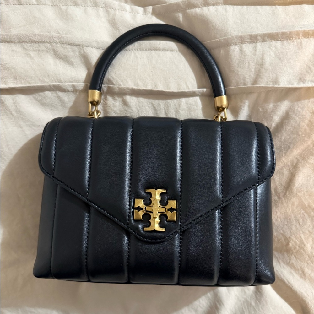 Tory Burch Black and Gold Quilted Satchel